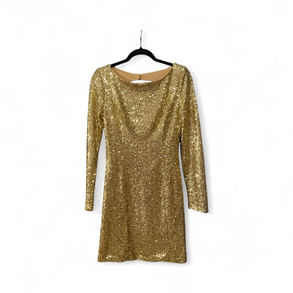 Elegant Gold Sequin Dress - Picture 3 of 5